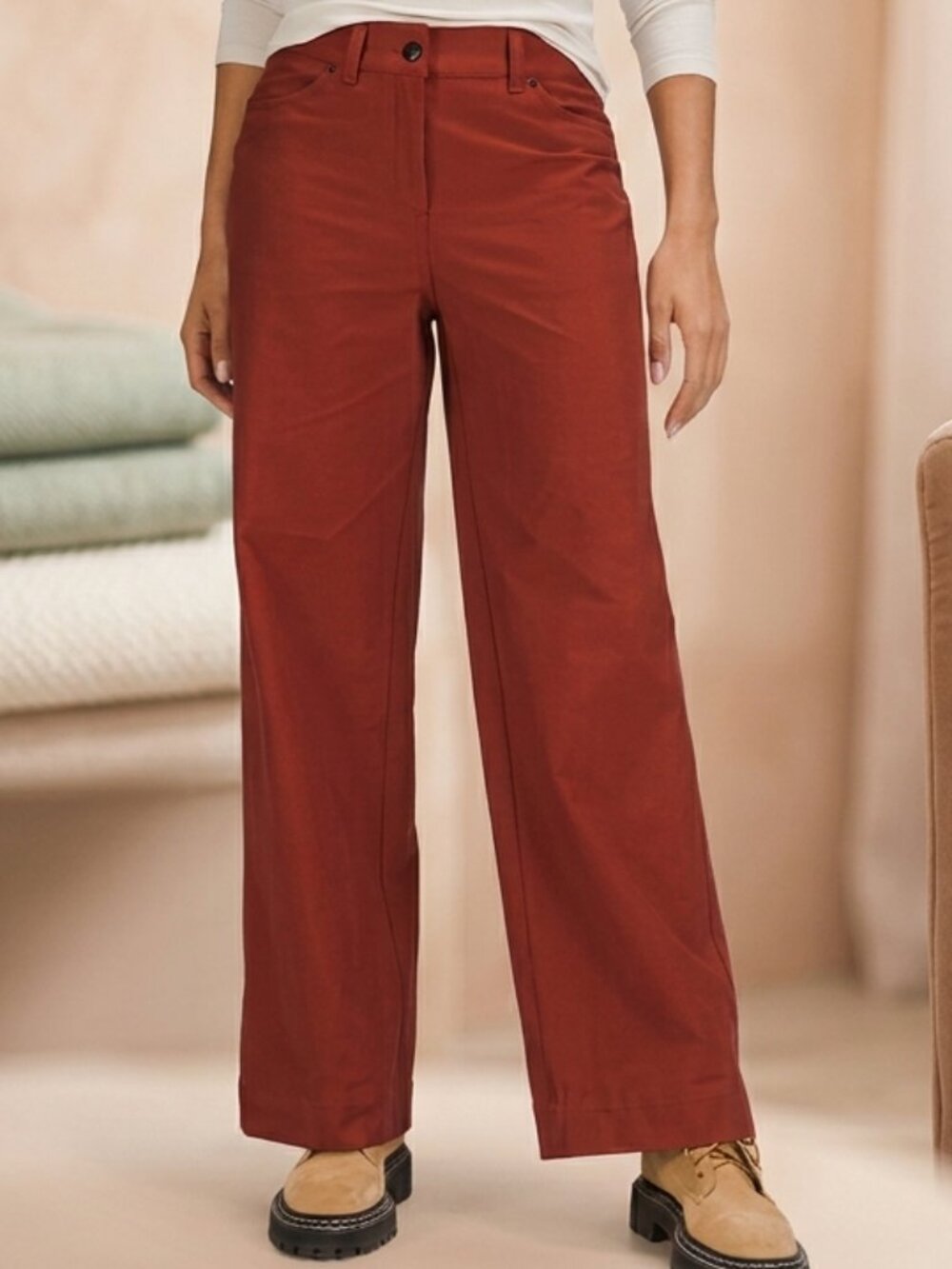 Lululemon City Sleek 5 Pocket Wide Leg High Rise Full Length Pants SZ 29 Cayenne